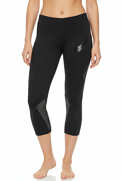 Nike Dámské Polyesterové Sportovní Tříčtvrteční Legíny černé Strečové Na Cvičení Vel. M