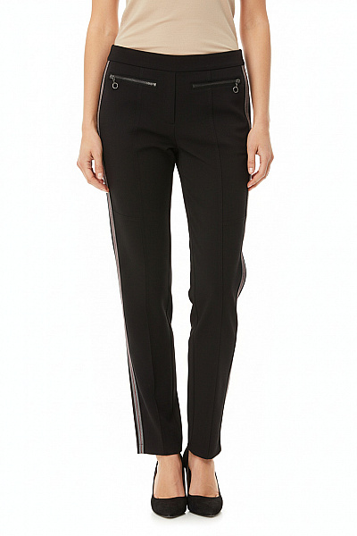 COMMA Dámské černé Viskózové Kalhoty Sportovní Ležérní S Pruhem úzké Velikost 36