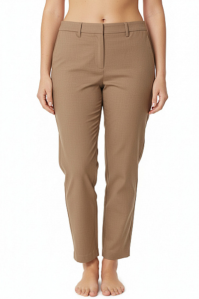 MANGO Dámské Polyesterové Volnočasové Kalhoty Béžové Rovné Elegantní S Kapsami Vel. L