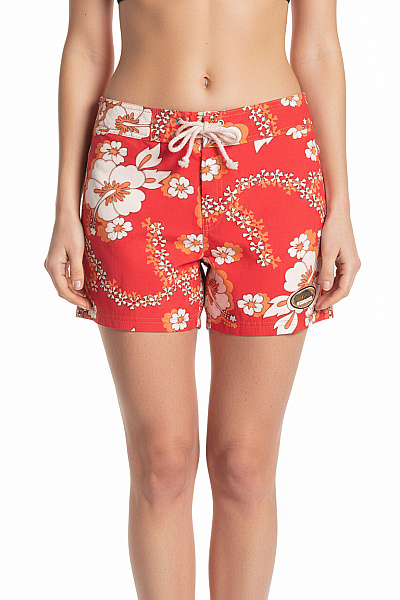 Quicksilver Dámské červené Květinové Plážové Kraťasy Velikost XS