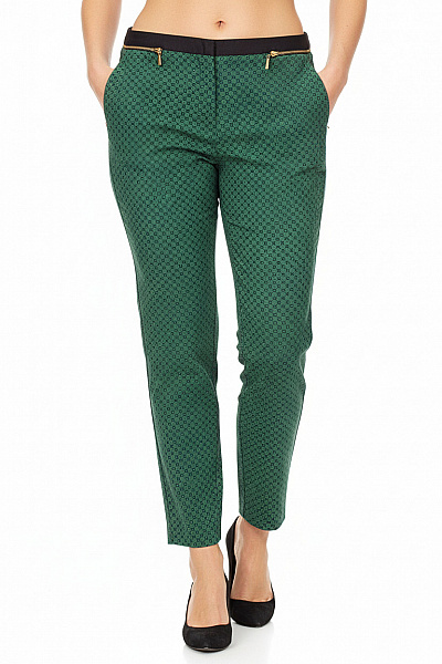 ZARA Dámské Kalhoty Zelené Vzorované Volnočasové Elegantní Rovné Vel. 38