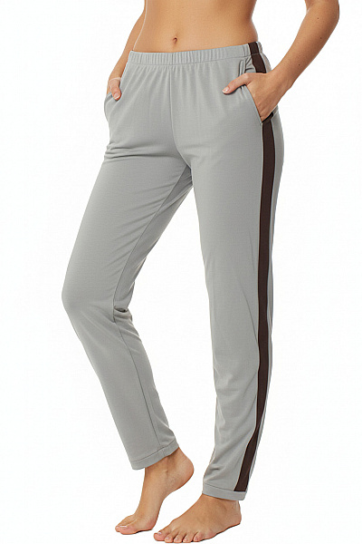 LIMITED Dámské šedé Lyocellové Legíny Sportovní S Hnědým Pruhem Na Boku Vel. M