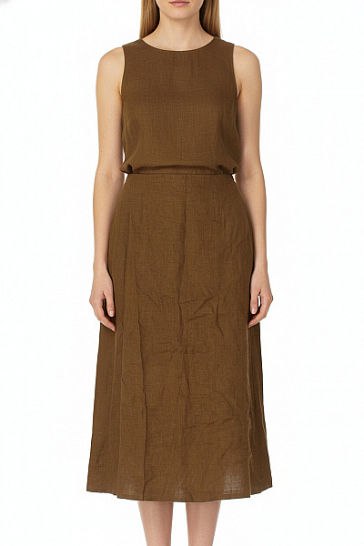 Dámská Viskózová Pouzdrová Sukně Hnědá Rovná Midi Elegantní Velikost 36