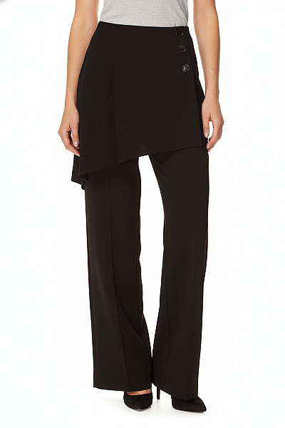 ZARA Dámské černé Polyesterové Elegantní široké Kalhoty Zavinovací S Knoflíky Vel. M