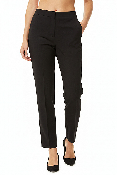 Essentiel Dámské černé Elegantní Oblekové Rovné Kalhoty S Puky Vel. 38