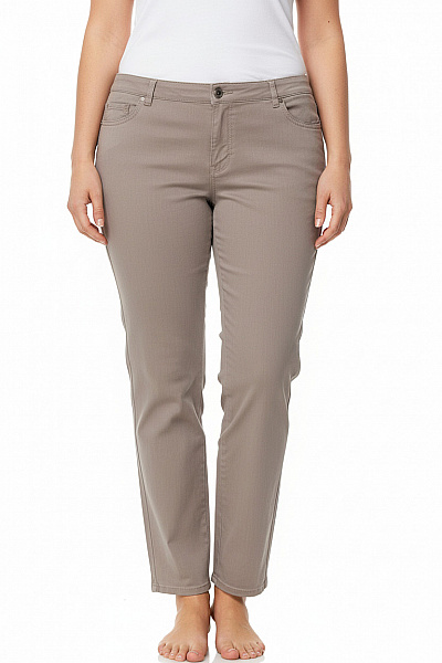 BRAX Dámské Bavlněné Volnočasové Rovné Kalhoty Pohodlné S Kapsami Béžové Vel. 52