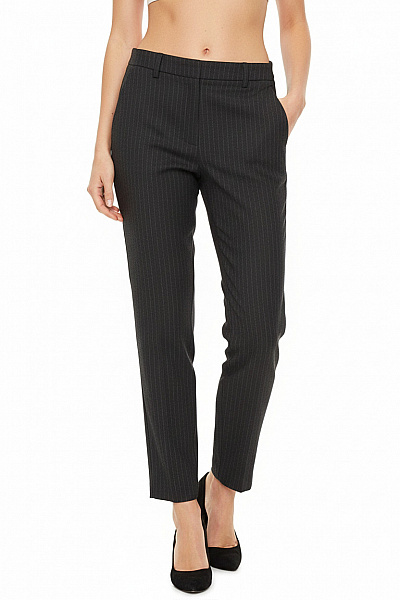 ZARA Dámské Oblekové Kalhoty Hnědé Pruhované Elegantní Rovné Do Kanceláře Velikost 34