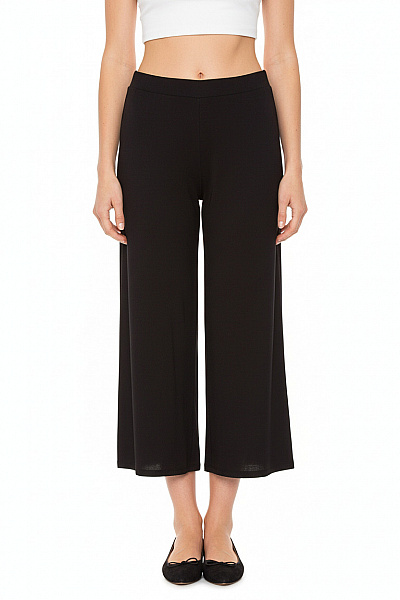 ZARA Dámské černé široké Volné Letní žerzejové Kalhoty Pohodlné Velikost S