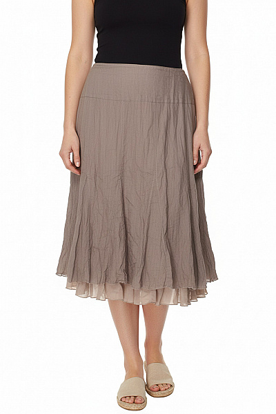 JOSEPHINE&CO Dámská Hnědá řasená Sukně Midi Vrstvená S Volánky Vel. 44