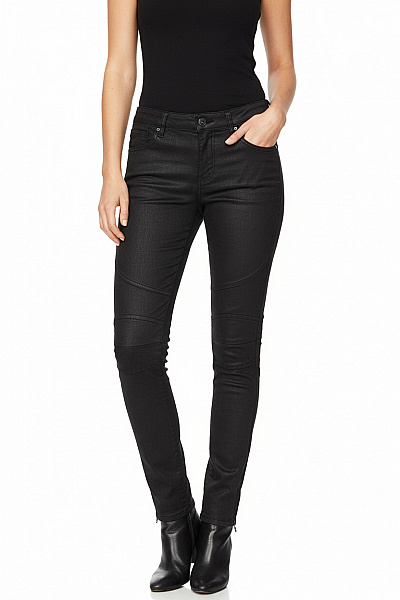 Mos Mosh Dámské Bavlněné Skinny Kalhoty černé Lesklé Rockové Moto Vel. 26