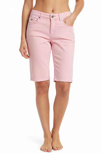 TOMMY HILFIGER Dámské Bavlněné Tříčtvrteční Kraťasy Růžové Ležérní S Kapsami Vel. 29