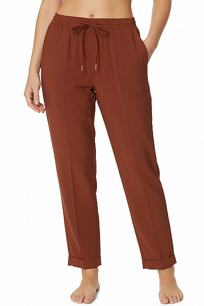 Marc O´Polo Dámské Viskózové Volnočasové Kalhoty Hnědé Lété Volné S Gumou V Pase Velikost EU 40