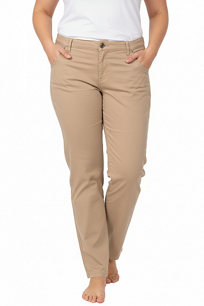 BRAX Dámské Bavlněné Kalhoty Béžové Rovné Ležérní S Kapsami Vel. 46