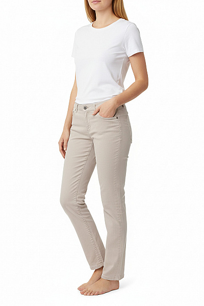 BRAX Dámské Bavlněné Kalhoty Béžové Rovné Ležérní S Kapsami Velikost 38