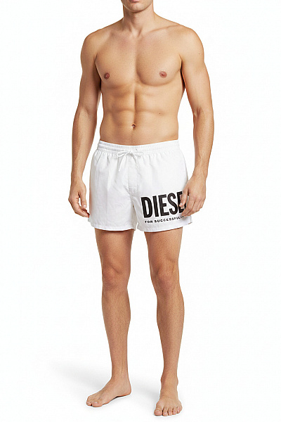 DIESEL Pánské Plavecké Kraťasy S Potiskem Bílé Velikost L