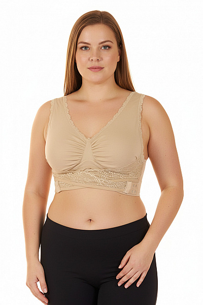 Dámská Podprsenka Krajková Tvarující Béžová Velikost EU XXL