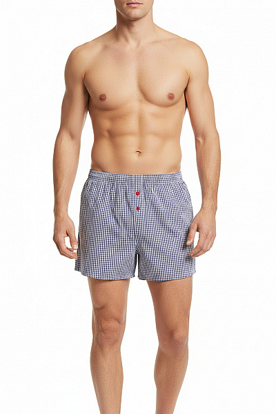 Phil-co-berlin Pánské Trenky Kostkované Modré Bavlněné Vel. L