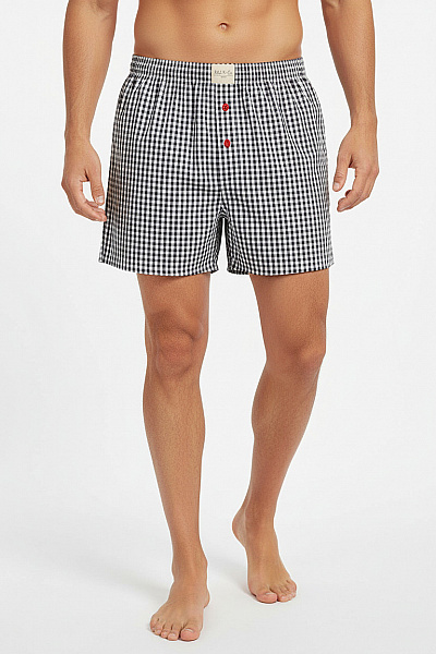 Phil-co-berlin Pánské Trenky Kostkované Bavlněné červené Velikost L