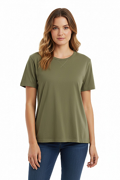 CALIDA Dámské Tričko Khaki Tenclové Basic S Krátkým Rukávem A Kulatým Výstřihem Velikost EU L