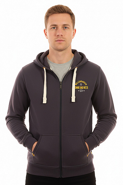 Eight2Nine Pánská Bavlněná Mikina S Kapucí Na Zip S Potiskem Velikost EU L