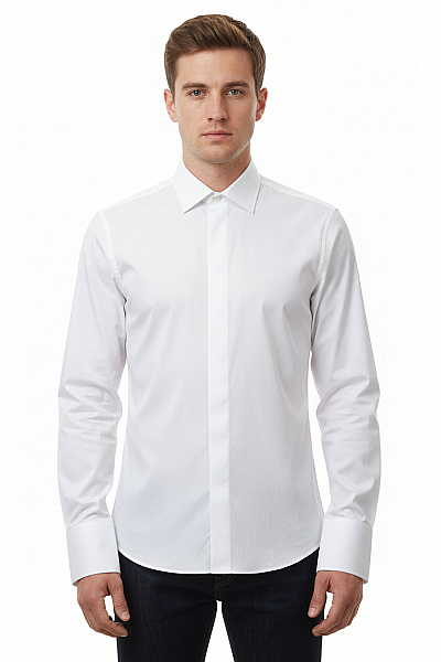 Eduard Dressler Pánské Elegantní Košile Dlouhý Rukáv Bílá Bavlna Business Vel. EU 41