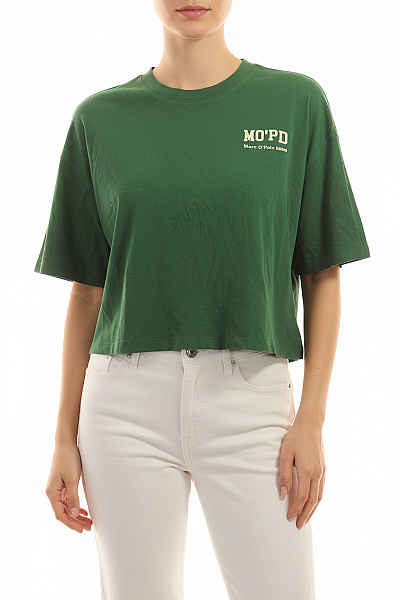 Marc O´Polo Dámské Bavlněné Zelené Crop Top Tričko S Krátkým Rukávem A Nápisem Velikost EU M