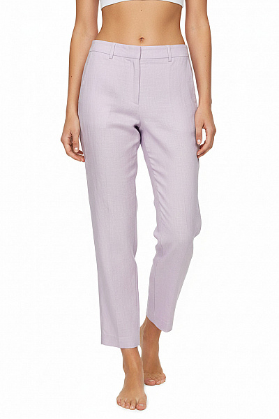 MANGO Dámské Lněné Kalhoty Elegantní Jarní Volnočasové Rovné Fialové Vel. 34