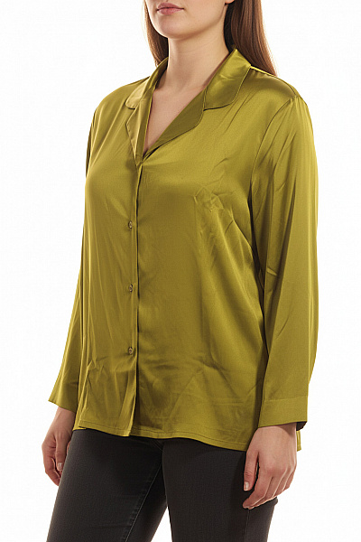 Chelsea Peers Dámská Polyesterová Košile Olivová Lesklá Volná Elegantní Velikost 52
