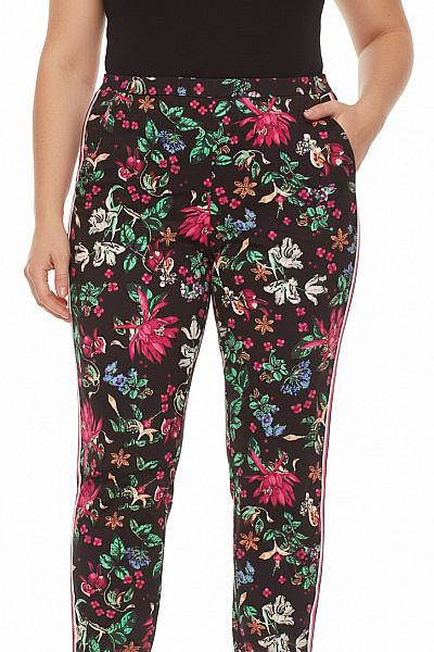 COMMA Dámské Květované Kalhoty S Lampasem Volnočasové Velikost 44