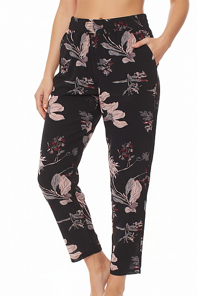 Kaffe Dámské Květované Kalhoty Volnočasové Dlouhé černé Velikost 34