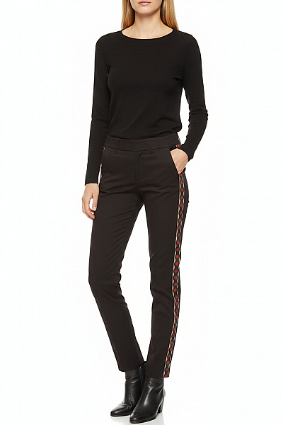 Mos Mosh Dámské černé Bavlněné Kalhoty S Lampasem Volnočasové Velikost 34