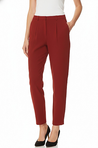 MANGO Dámské Elegantní Kalhoty S Puky červené Polyesterové Velikost 36