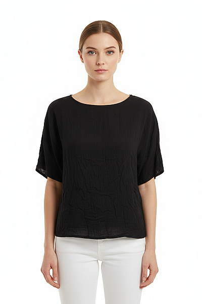 SUPERDRY Dámské Viskózové černé Tričko Krátký Rukáv Lodičkový Výstřih Basic Vel. 80