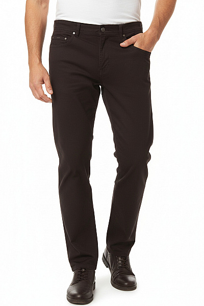 BRAX Pánské Bavlněné Kalhoty Volnočasové Rovné Hnědé Vel. 52