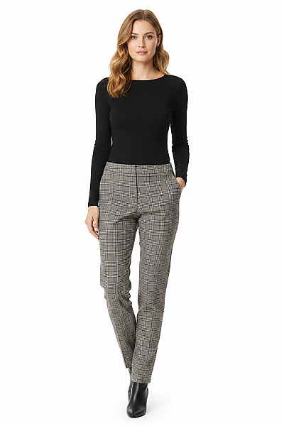 MANGO Dámské Kostkované Kalhoty Elegantní Volnočasové Dlouhé Velikost L