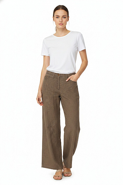 BRAX Plátěné široké Volnočasové Kalhoty Hnědé Velikost 36