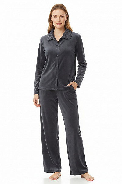 ARMANI Dámské šedé Velurové Pyžamo Velikost M