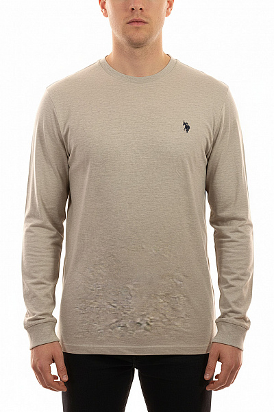 U.S.POLO ASSN. Pánské Tričko S Dlouhým Rukávem šedé Jednobarevné Basic Vel. XXL