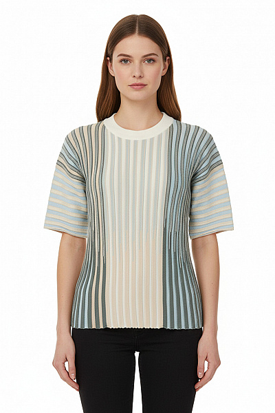 S.OLIVER Dámské Tričko S Krátkým Rukávem Pruhované Béžové Velikost 36