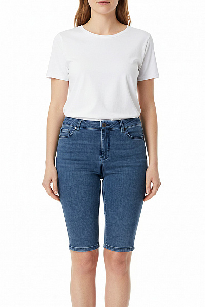 VERO MODA Dámské Džínové Kraťasy Modré Volnočasové S Kapsami Vel. M