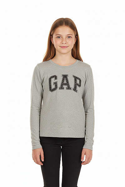 Gap Dívčí šedé Tričko Dlouhý Rukáv S Potiskem Vel. L
