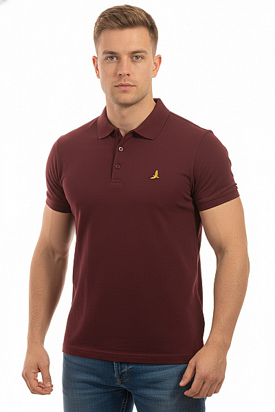 BRAVE SOUL Pánské Polo Tričko S Krátkým Rukávem A Výšivkou Vínové Vel. L