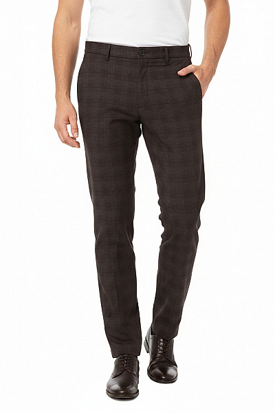 PIERRE CARDIN Pánské Kostkované Kalhoty Volnočasové Business Hnědé Velikost 32/33