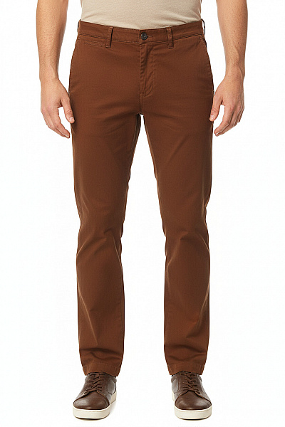 Bugatti Pánské Bavlněné Hnědé Chinos Volnočasové Rovné Ležérní S Kapsami Velikost 34/30