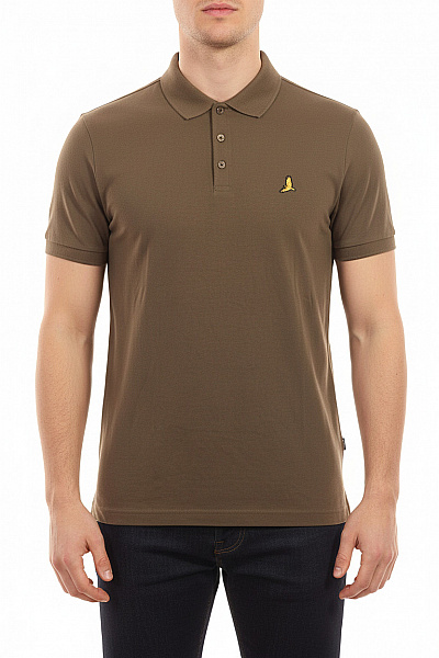 BRAVE SOUL Pánské Tričko Polo S Krátkým Rukávem A Výšivkou Bavlněné Khaki Vel. L