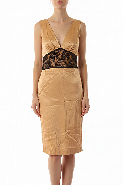 Dámské šaty Bez Rukávů Saténové Elegantní Krajkové Na Ramínka Midi Vel. XS