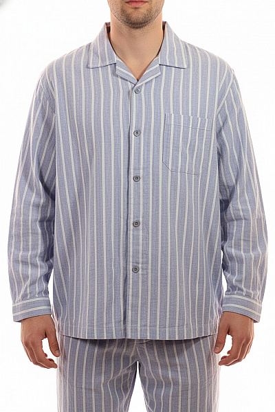 Ambassador1867 Pánské Bavlněné Pyžamo Modré Pruhované Vel. EU XXL