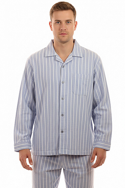 Ambassador1867 Pánské Bavlněné Pyžamo Modré Pruhované Vel. EU 4XL