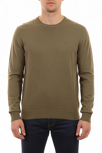 Mexx Pánský Svetr Khaki Dlouhý Rukáv Pletený Basic Velikost XL