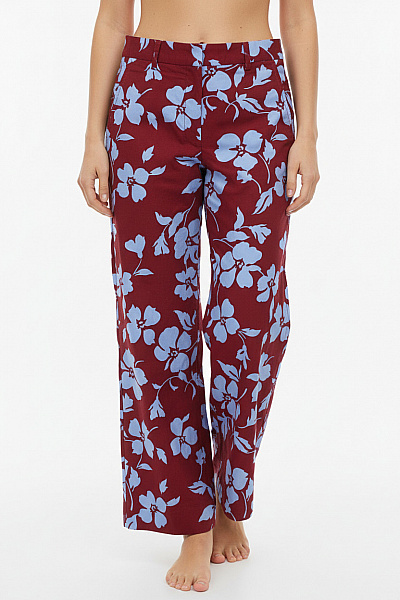 Max Mara Dámské Bavlněné široké Kalhoty červené Květované Volné Letní Ležérní Vel. EU 40